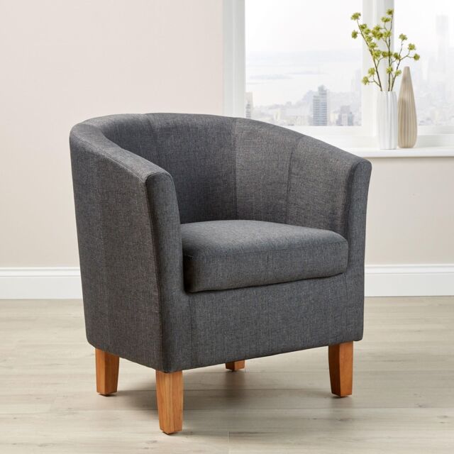Home Source Bedford Small Padded Occasional Accent Tub Chair in Dark Grey - image 1