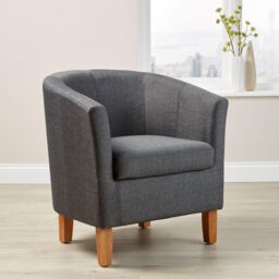 Home Source Bedford Small Padded Occasional Accent Tub Chair in Dark Grey