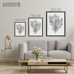 "Artery8 Whelk Sea Snail Shell Drawing Haeckel Botanical Framed Canvas Wall Art in White - Size: W12"" x H16""" - thumbnail 4