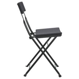 Berkfield Home Folding Bistro Chairs 2 pcs Black Poly Rattan & Steel - thumbnail 5