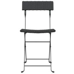 Berkfield Home Folding Bistro Chairs 2 pcs Black Poly Rattan & Steel - thumbnail 4