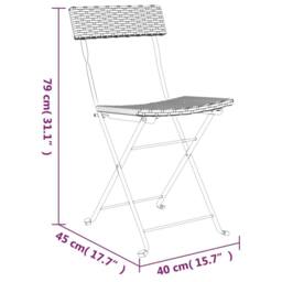 Berkfield Home Folding Bistro Chairs 2 pcs Black Poly Rattan & Steel - thumbnail 9