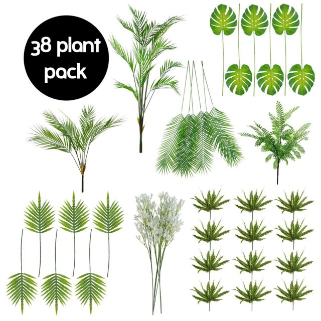 Leaf Pack of 38 Foliage Stem Plants - Leaves & Palm Trees in Green - image 1