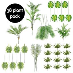 Leaf Pack of 38 Foliage Stem Plants - Leaves & Palm Trees in Green - thumbnail 1