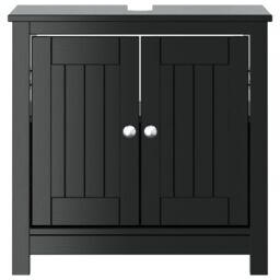 Berkfield Home Bathroom Sink Cabinet BERG Black 60x34x59 cm Solid Wood Pine - Size: 60 x 34 x 59 cm - thumbnail 3
