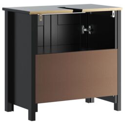 Berkfield Home Bathroom Sink Cabinet BERG Black 60x34x59 cm Solid Wood Pine - Size: 60 x 34 x 59 cm - thumbnail 6