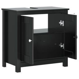 Berkfield Home Bathroom Sink Cabinet BERG Black 60x34x59 cm Solid Wood Pine - Size: 60 x 34 x 59 cm - thumbnail 4