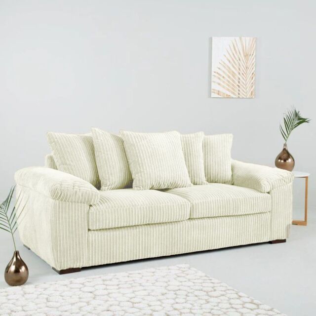 Snugg Furniture UK Limited Amalfi Jumbo Cord 3 Seater Sofa in Cream - image 1