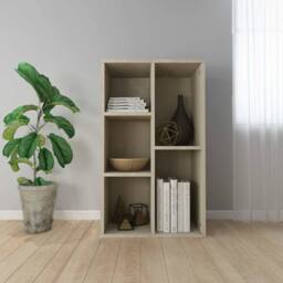 Berkfield Home Book Cabinet/Sideboard Sonoma Oak 50x25x80 cm Engineered Wood in Light Brown - Size: 50 x 25 x 80 cm - thumbnail 2