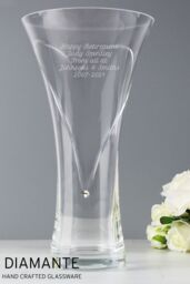 Personalised Memento Company Personalised Large Hand Cut Diamante Heart Vase in Clear - thumbnail 4