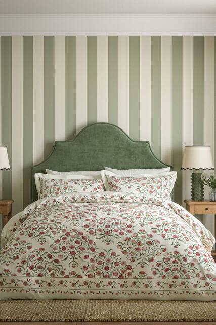 Sanderson 'Ottoman' Cotton Duvet Cover Set in Cream - Size: Super King - image 1