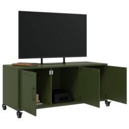 Berkfield Home TV Cabinet Olive Green 100.5x39x43.5 cm Steel - thumbnail 4