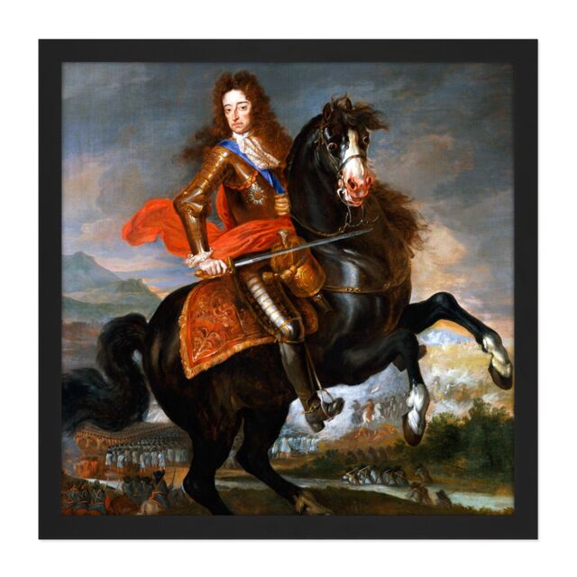 "Artery8 Wall Art Print Portrait King William III England Painting Square Framed Picture 16X16 Inch in Black - Size: W16"" x H16""" - image 1