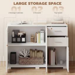 HOMCOM Modern Sideboard Kitchen Storage Cabinet in White - thumbnail 4
