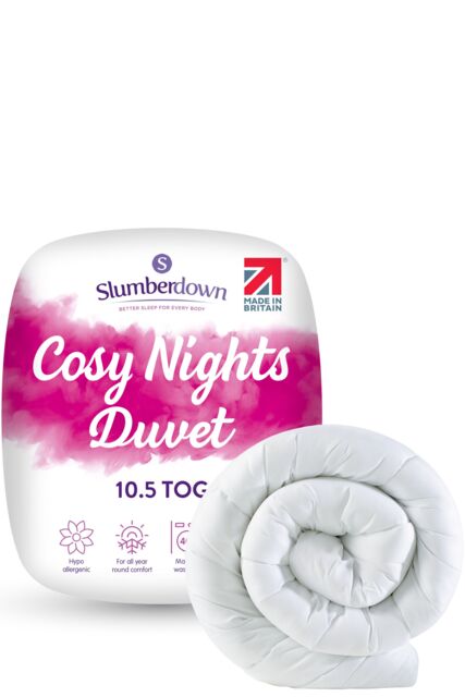 Slumberdown Cosy Nights 10.5 Tog All Year Round Duvet in White - Size: King - image 1