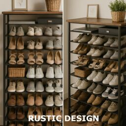 Storvo 10 Tier Tall Hallway Shoe Rack in Brown - thumbnail 8