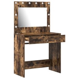 Berkfield Home Dressing Table with LED Lights Smoked Oak 78.5x41x135 cm in Brown - thumbnail 4