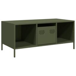 Berkfield Home Coffee Table Olive Green 101.5x50x43.5 cm Cold-rolled Steel - thumbnail 1