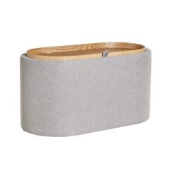 Home Source Storage Ottoman Reversible Lid Table Boucle Teddy Fur Home Box in Light Grey - thumbnail 3