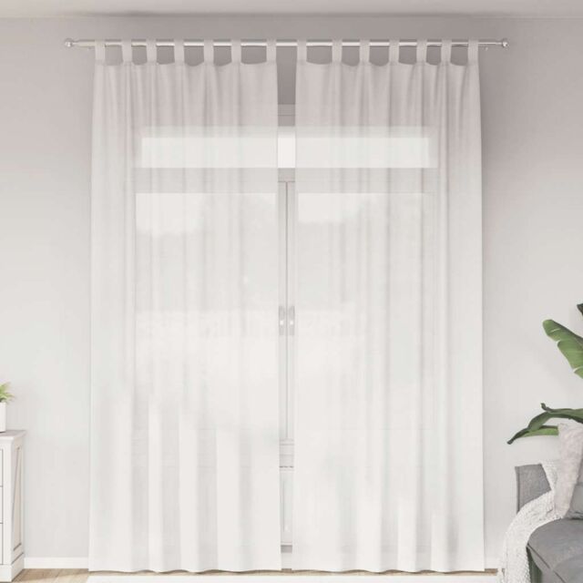 Berkfield Home Voile Curtains with Loops 2 pcs White 140x260 cm - image 1