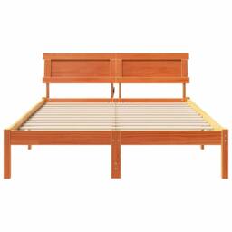 Berkfield Home with LED Strip Lights with Headboard Wax brown 140 x 190 cm Pine wood - thumbnail 5