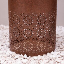 Primrose Cautley Filgree Floral Cut Out Design Water Feature with LED Lights 50cm in Brown - thumbnail 5