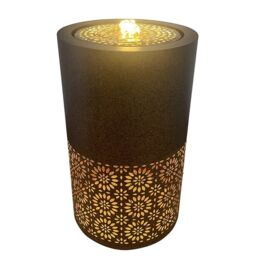 Primrose Cautley Filgree Floral Cut Out Design Water Feature with LED Lights 50cm in Brown