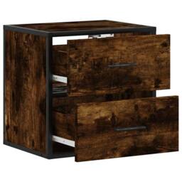 Berkfield Home Wall-mounted Bedside Cabinets 2 pcs Smoked Oak 40x31x39.5 cm in Brown - thumbnail 9