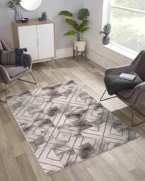 Celebrity Interiors Bianco 196SA Cream/Gold Rug in Grey - Size: 160 cm x 225 cm - thumbnail 2