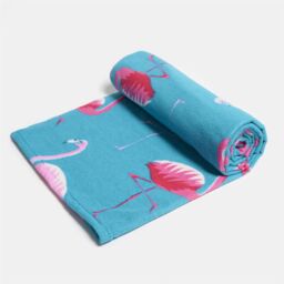 OHS Flamingo Towel Bath Quick Dry Summer Travel Microfibre Absorbent Swim in Bright Blue - thumbnail 2