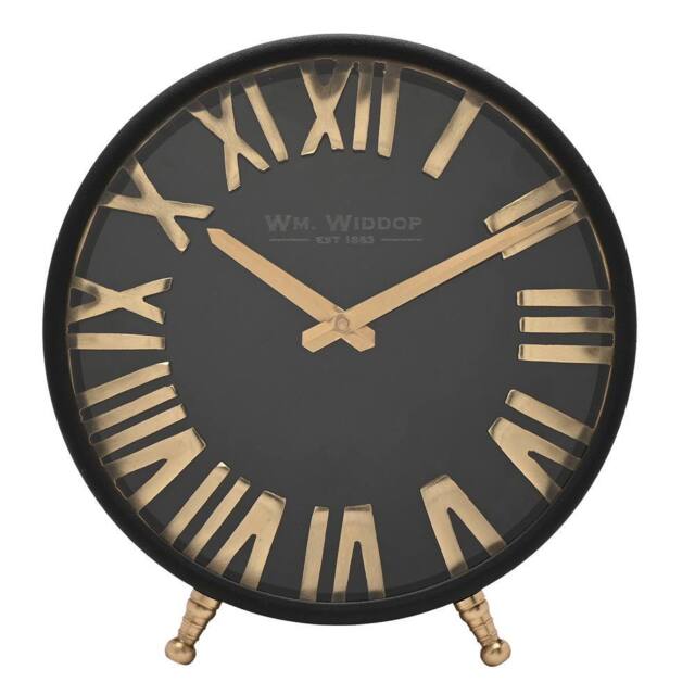 WILLIAM WIDDOP Black & Gold Table Clock - image 1