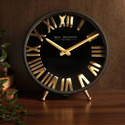 WILLIAM WIDDOP Black & Gold Table Clock - thumbnail 2
