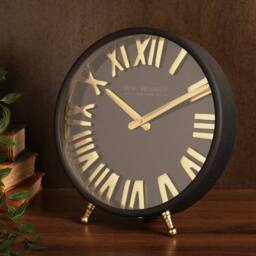 WILLIAM WIDDOP Black & Gold Table Clock - thumbnail 6