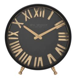 WILLIAM WIDDOP Black & Gold Table Clock - thumbnail 1