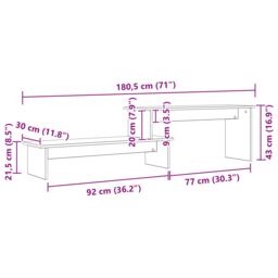 Berkfield Home TV Cabinet Artisan oak 180 x 30 x 43 cm Engineered wood in Brown - thumbnail 9