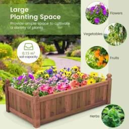 Costway Wooden Garden Planter Flower Pot w/Drainage Holes Vegetables Container in Brown - thumbnail 9
