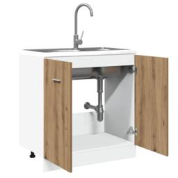 Berkfield Home Sink Bottom Cabinet Lyon Artisan Oak 80x46x81.5 cm Engineered Wood in Brown - thumbnail 4