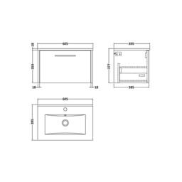 Balterley Winshill 1 Drawer Wall Hung Vanity Basin Unit, Dark Blue, 600mm in Blue - thumbnail 2