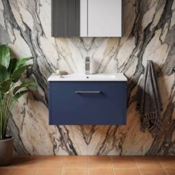 Balterley Winshill 1 Drawer Wall Hung Vanity Basin Unit, Dark Blue, 600mm in Blue - thumbnail 6