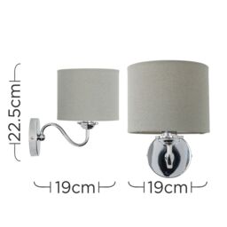 ValueLights Rocha Pair of Silver Indoor Wall Lights - thumbnail 5