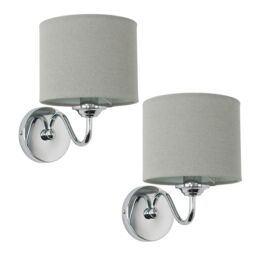 ValueLights Rocha Pair of Silver Indoor Wall Lights - thumbnail 2