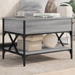 Berkfield Home Coffee Table Grey Sonoma 70x50x50 cm Engineered Wood & Metal - Size: 70 x 50 x 50 cm
