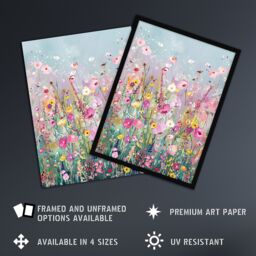 "Artery8 Delicate Wildflower Field Floral Painting Wall Art Print - Size: W24"" x H32""" - thumbnail 2