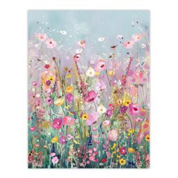 "Artery8 Delicate Wildflower Field Floral Painting Wall Art Print - Size: W24"" x H32""" - thumbnail 1