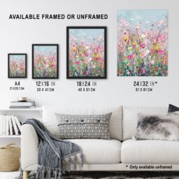 "Artery8 Delicate Wildflower Field Floral Painting Wall Art Print - Size: W24"" x H32""" - thumbnail 3