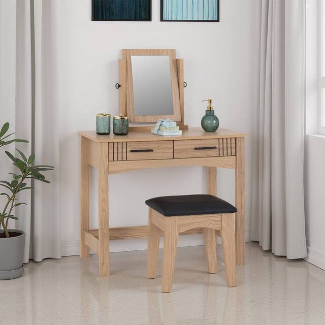 Seconique Tessa 2 Drawer Dressing Table Set - Natural Oak Effect in Light Oak - image 1