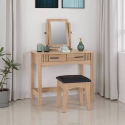 Seconique Tessa 2 Drawer Dressing Table Set - Natural Oak Effect in Light Oak - thumbnail 1