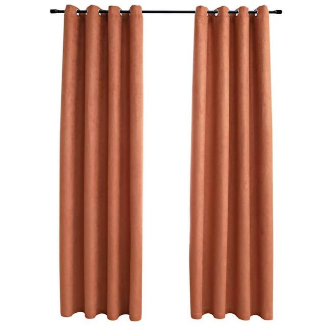 Berkfield Home Blackout Curtains with Metal Rings 2 pcs Rust 140x175 cm in Terracotta - image 1
