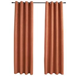 Berkfield Home Blackout Curtains with Metal Rings 2 pcs Rust 140x175 cm in Terracotta