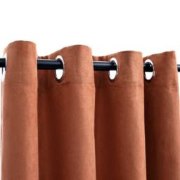 Berkfield Home Blackout Curtains with Metal Rings 2 pcs Rust 140x175 cm in Terracotta - thumbnail 3